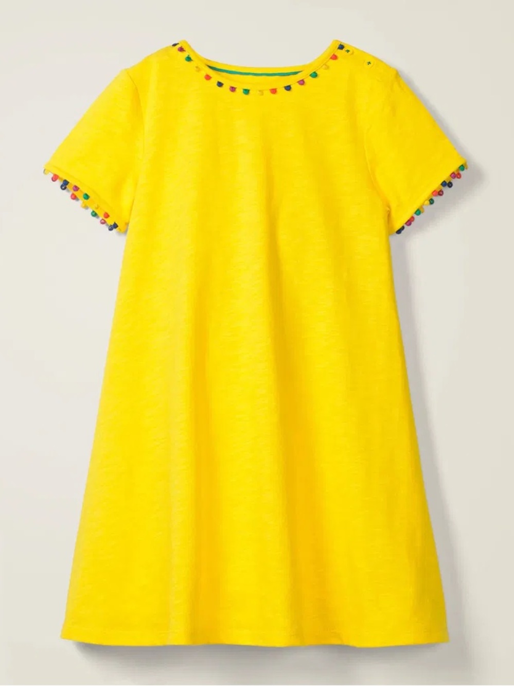 Mini Boden mini me Charlie dress Yellow Pom-Trim A-Line Dress